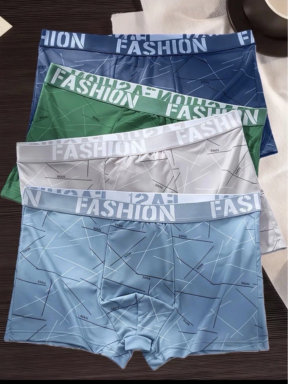 FASHION Men’s Boxer Briefs Pack — Blue, Light Blue, Green, White